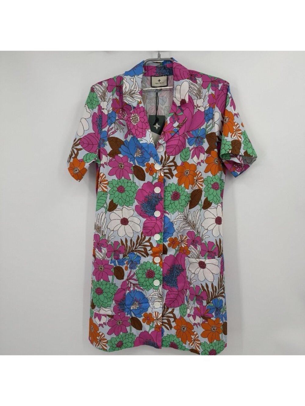 Tuckernuck Women's Wild Rhapsody Townes Shirt Dress Retro Floral Print Shift M